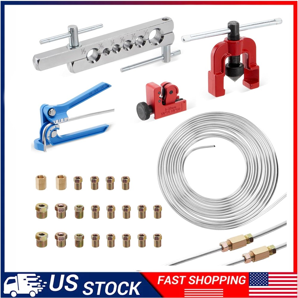 25Ft 3/16″ Zinc-Coated Brake Line Kit (Include 16 Fittings, 2 Unions and 4 Nuts)